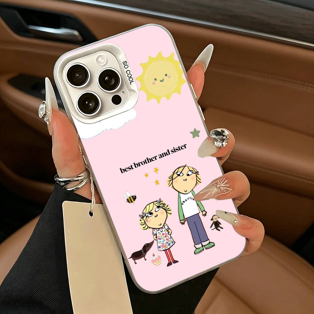 Animation Charlie and Lola Phone Case For iPhone 17,16,15,14,13,12,11 Plus,Pro Max,XS,White Silver  Phone Case