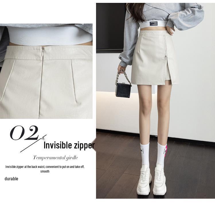 Dámská midi sukně s vysokým pasem z PU kůže s rozparkem - Móda podzim/zima 2023, A-line bodycon design