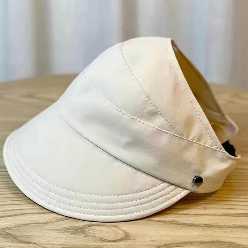 1pc Women's Quick-Dry Sun Hat with Adjustable Ponytail Hole, Elastic Breathable Snap Closure Face Outdoor Sports Cap for Cycling, Hiking, Beach