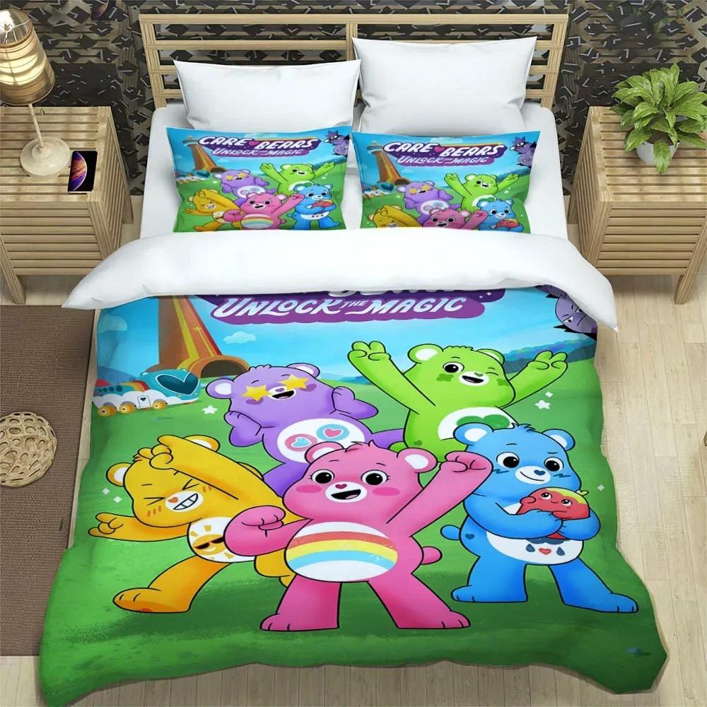 Exquisite 3D Care Bears Wallpaper Cartoon Printing Bedding Set Duvet Cover Comforter Bed Adult Youth Girl Boy Gift