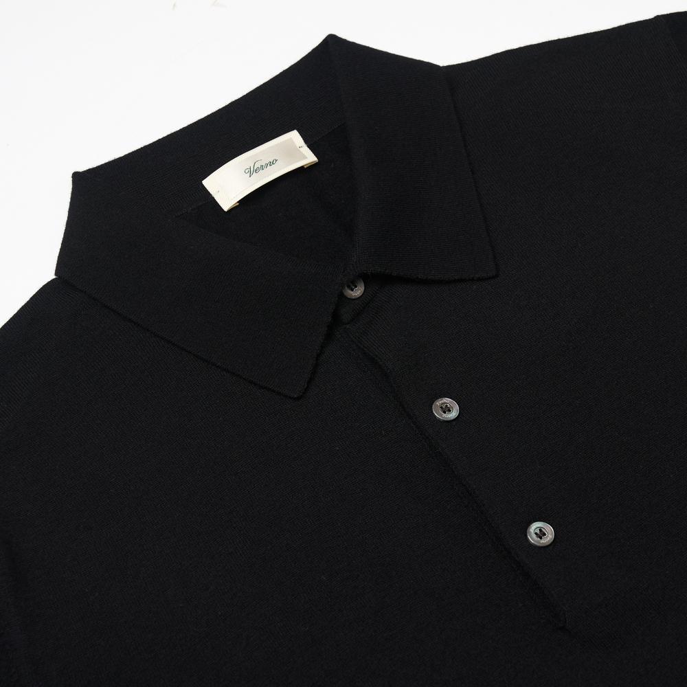 VERNO 25Ss Cashtouch Long Sleeve Polo Knit Black