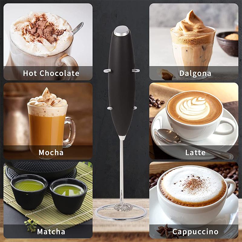 LMETJMA Výkonný ruční elektrický napěňovač mléka, šlehač na kávu, mixér na cappuccino, frappé, KC0471