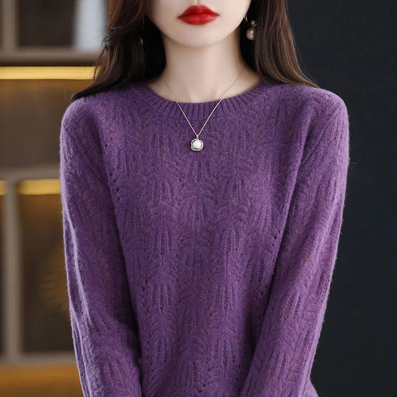 Women's Spring/Fall Korean-Style Round-Neck Sweater: Loose-Fitting Knit Top for Layering