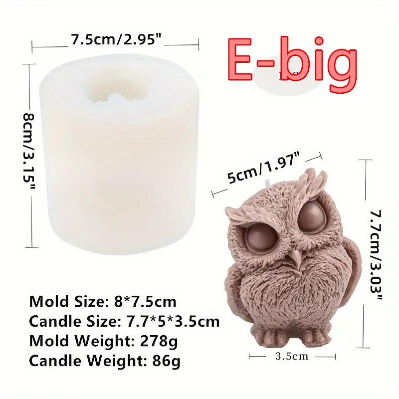 3D Owl Shape Candle Silicone Molds Making Resin Aromatherapy Candles Handmade Wax Soap Home Decor Craft