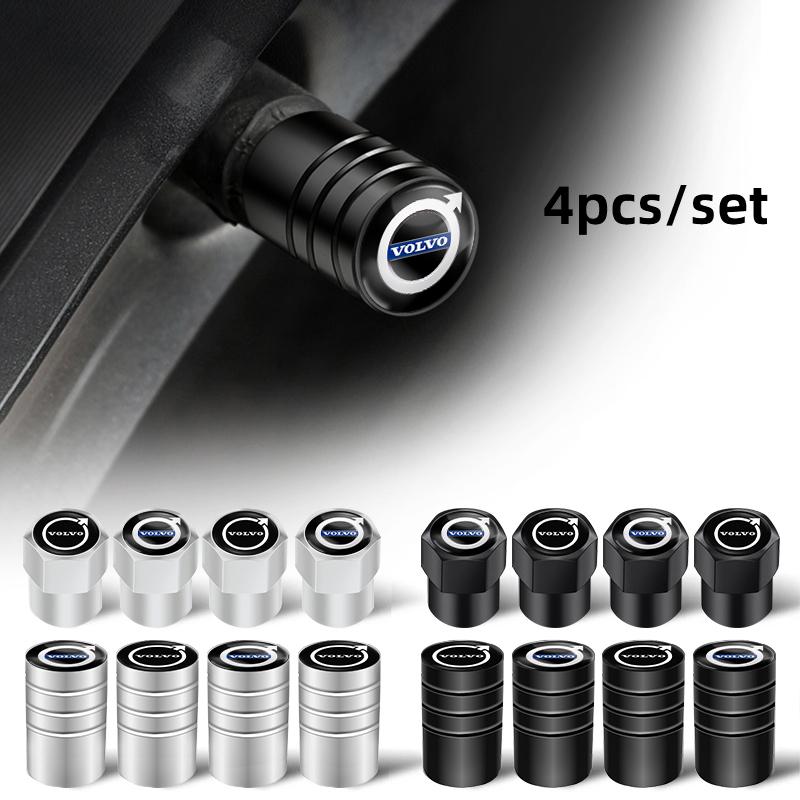 4Pcs Car Wheel Tire Valve Air Stem Cap Badge Decoration For Volvo XC90 V90 V60 XC60 V40 S80 S60 S90 C40 XC40 V70 XC70 C30 C70
