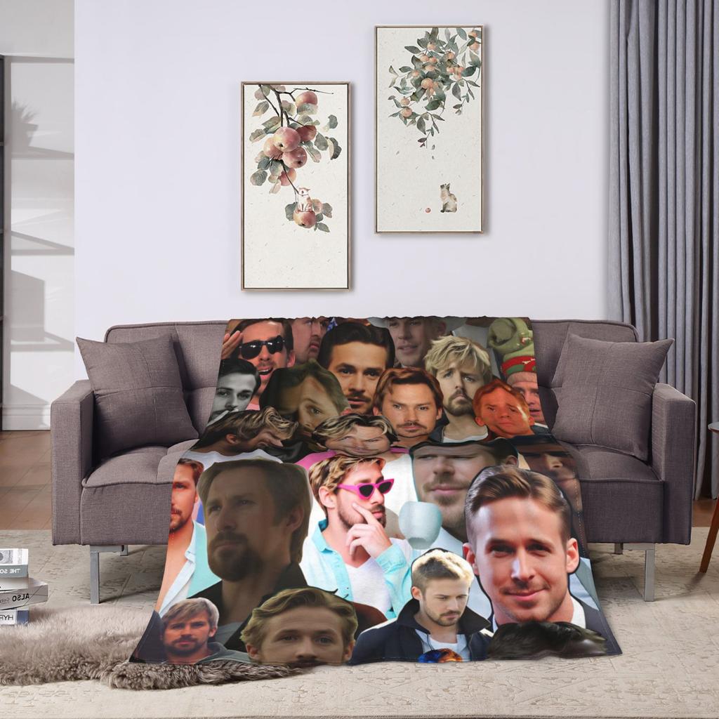 Coperta Collage Ryan Gosling Morbida Confortevole Coperta da Lancio Inverno Viaggio in Aereo Camera da Letto Copriletto Divertente