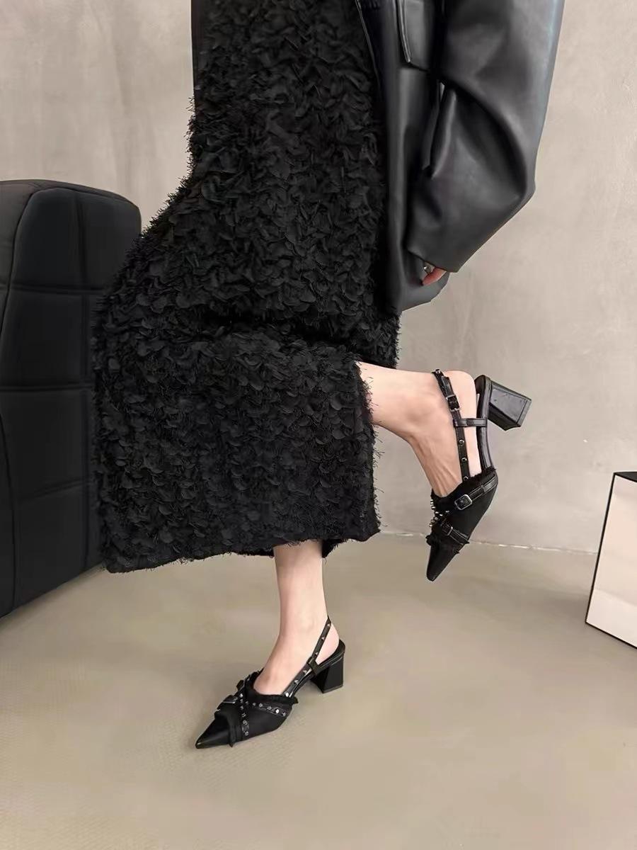 

Женские туфли-лодочки на высоком каблуке, черные, в стиле ретро, с открытым носком, новые весенне-летние, с острым носком, темпераментные, женские туфли-одиночки 39 чёрный