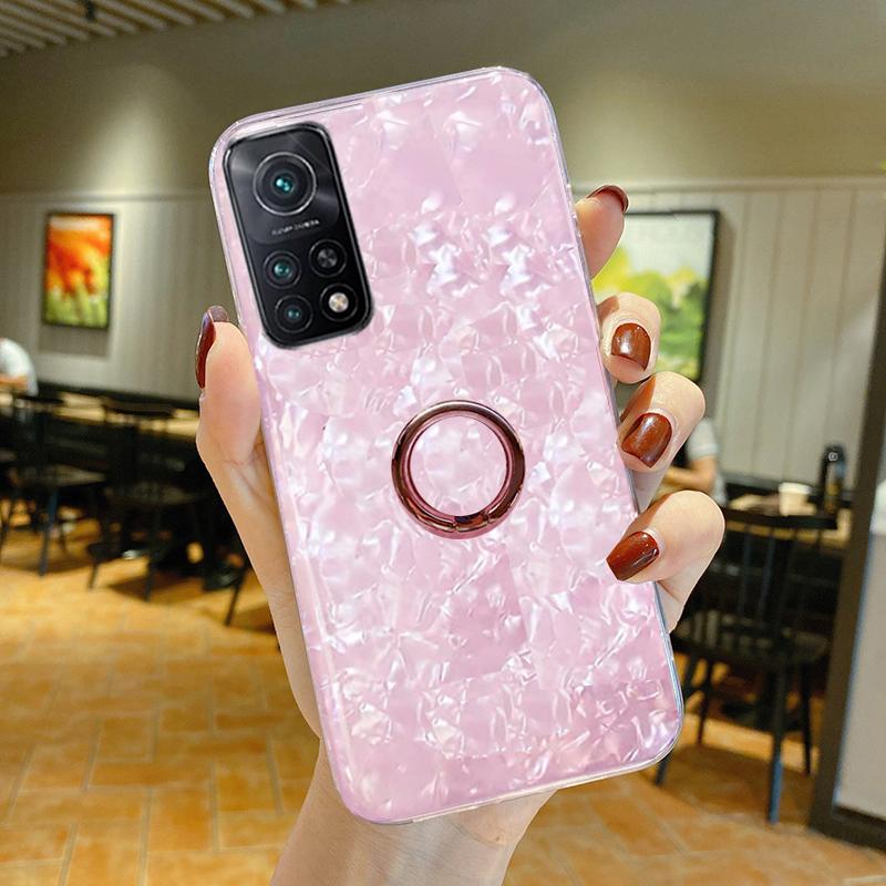 

Чехол-держатель Bling Laser Dream Shell для Xiaomi Redmi Note 11 10 10S 9S 8T 8 9 Pro 9T 9A 9AT Mi 12 11 11T Poco M3 X3 NFC, мягкая задняя крышка из ТПУ с подставкой Redmi Note 11 розовый