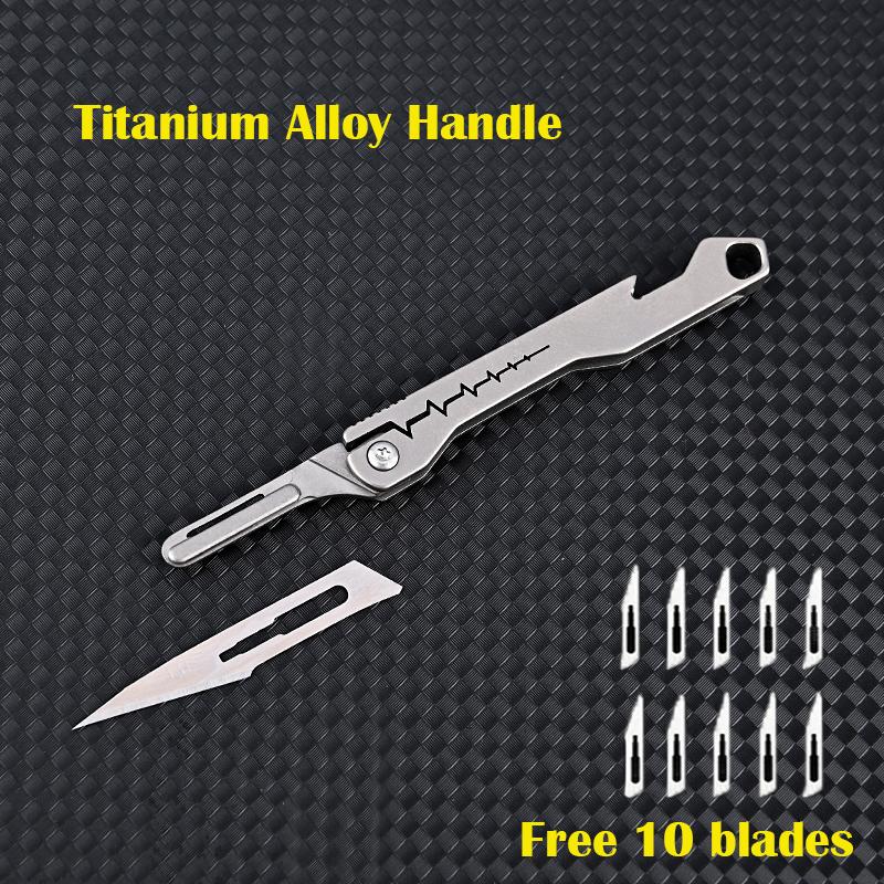 Titanium Alloy MINI Scalpel EDC Outdoor Folding Knife Unpacking Pocket Knife Outdoor Camping Knife No. 23/11 Scalpel Key Buckle