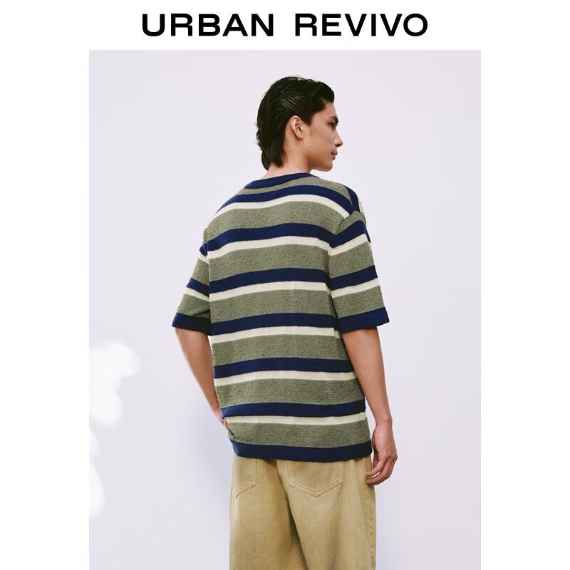 UR2025 Men's Summer Retro Colorblock Stripe Short Sleeve Knit Shirt