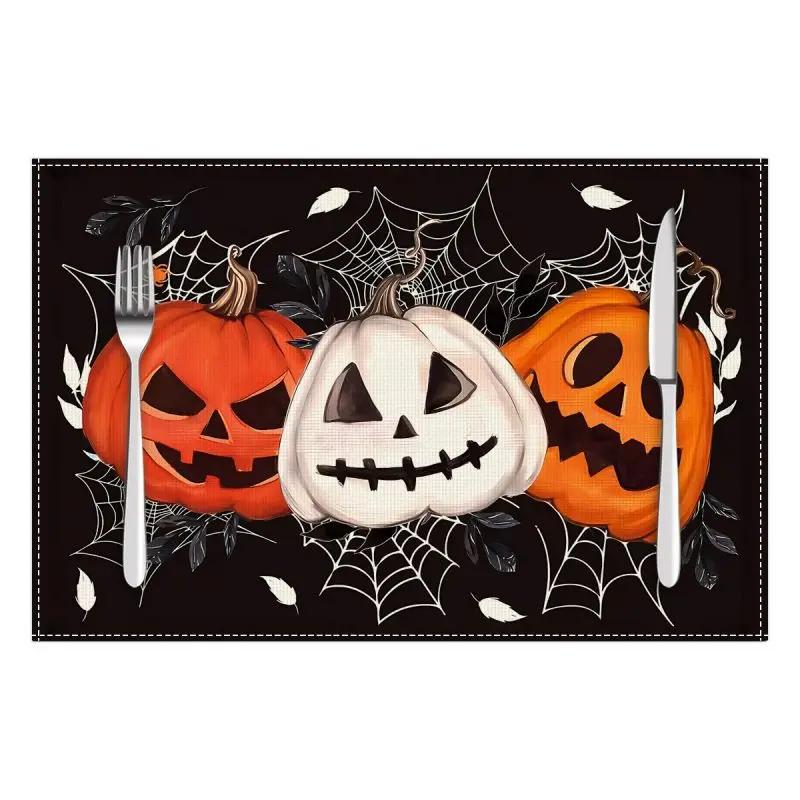1PC Halloween Placemat Festival Kitchen Linen Dinning Table Mats Bowl Coffee Cup Pads Mats Home Decor