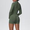 Women's European & American Sports Casual Three-Piece Set: Knitted Long Sleeve Zipper Jacket, Sports Vest, & Shorts Fitness Wear.
