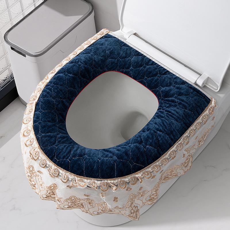 Toilet seat household fleece thickened four-season universal dismantling and washing dirt-resistant zipper toilet cover