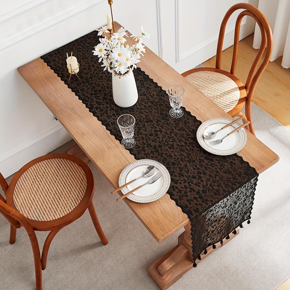 Nordic French Lace Table Runner With Tassel Table Flag Wedding Dining Tables Cover Coffee Table