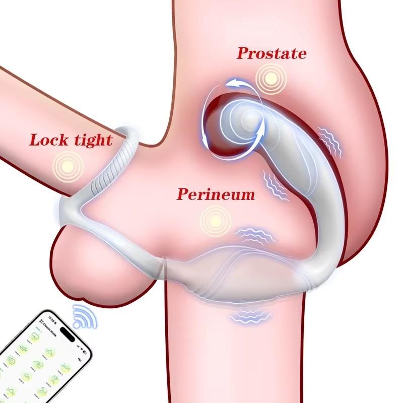 App Sex Toy Vibrator for Men Prostate Massager Dual Penis Ring Cock Rings Anal Vibrating Butt Plug Adult Anal Toy for Men