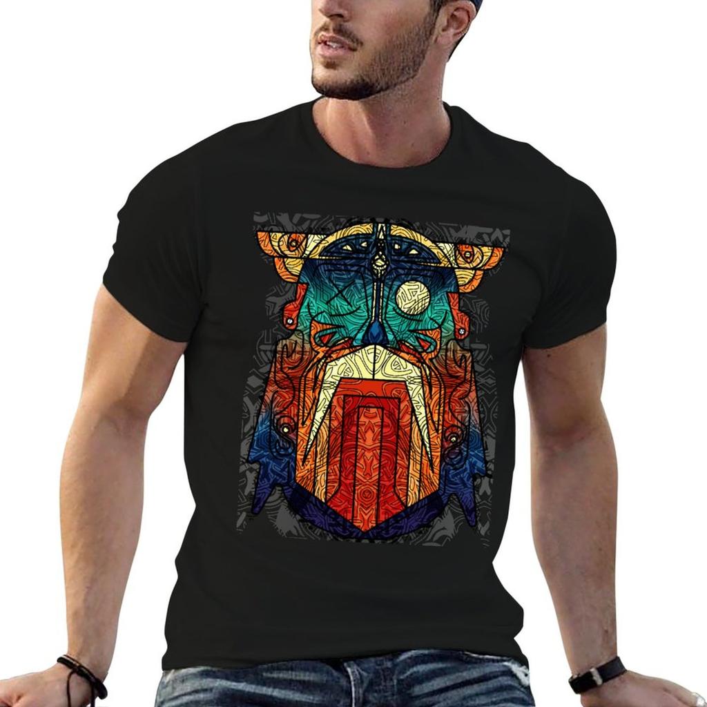 Odin Wodan Geometric Vikings Ornaunisext Art Tshirt Casual Basic Short Sleeve Tshirt