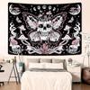Pink Gothic Skull Tapestry Butterfly Wing Crystal Wild Flower Moon Phase Wall Art for Dark Aesthetic Room Decor