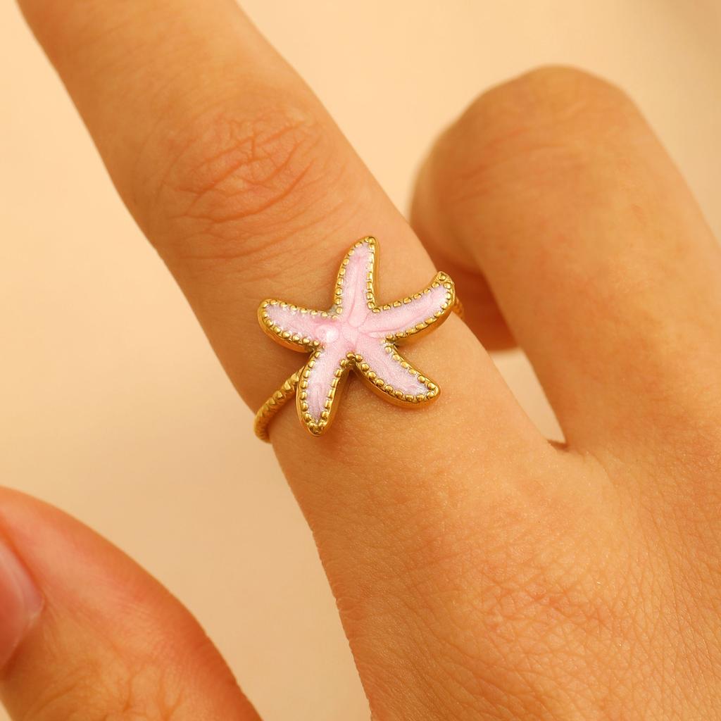 2026 Neuer Verstellbarer Öffnungsring Tropföl Super Süß Meereswind Meerestier Edelstahl Serie Ring