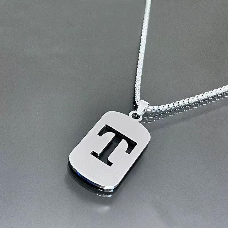 Simple Titanium Steel 26-Letter Necklace for Men and Women - Trendy Minimalist Design