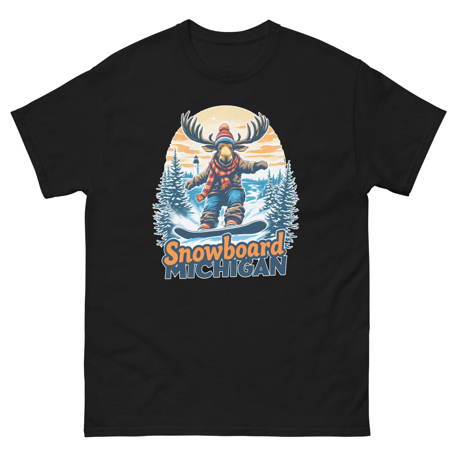 Snowboard Michigan Moose USA Snowboarding Animal T-Shirt XL