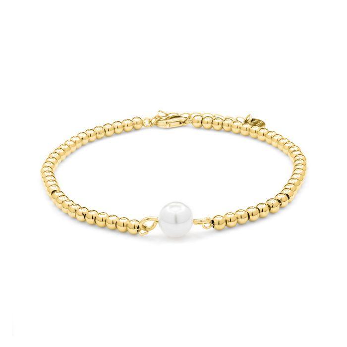 Bracelet - LUXENTER - Nakuru - Argent 925 - finition or jaune 18K - Perle blanche