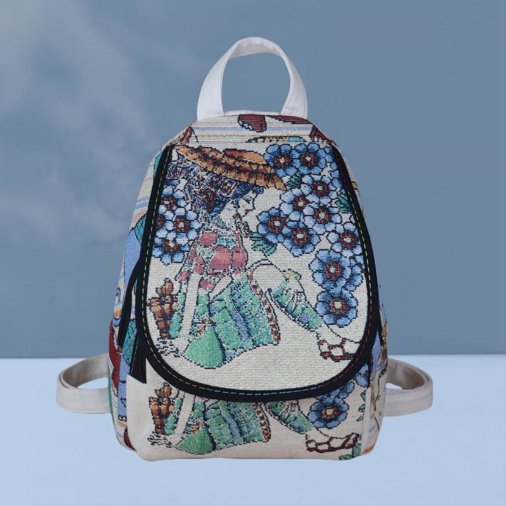 Backpack Embroidered Canvas Backpack for Women Cute Animal Floral Pattern Lightweight Travel Casual Backpack Small Daypack