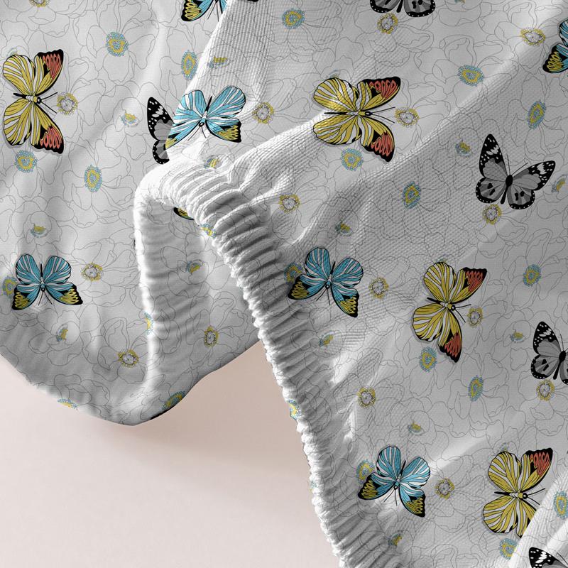 1 Enkelt Moderne Sommerfugltrykt Matt Laken med Strikk, Trykt Sengeoverkast til Soverom, Sengetøy (Eksklusive putevar)