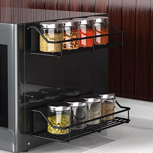 MENGMIANDAXIA Bathroom Rack, Bathroom Storage Rack, Washroom Rack, Bath Storage Rack, Condiment Rack, Kitchen Storage Rack - 2 Black Large (Magnetic)