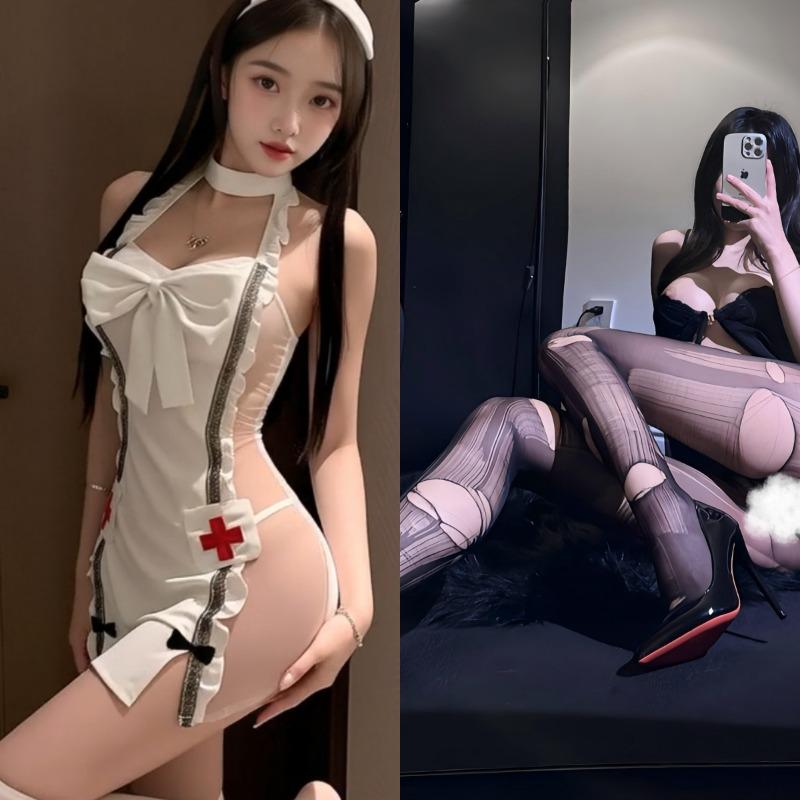 Sexy lingerie sexy nurse uniform back perspective hip shorts pajamas passion free robe 0