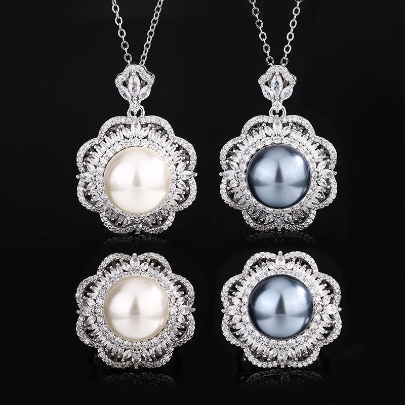 Jewelry Copper Bottom Pearl Plated Vintage Flower Set 14Mm