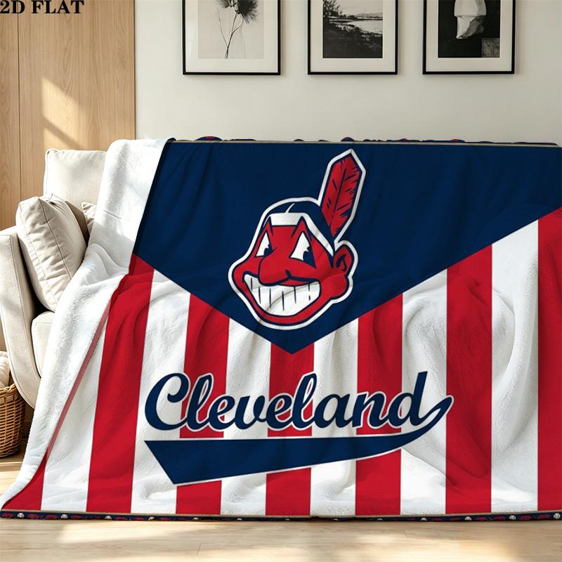 Cleveland Indians Print Flannel Blanket High Quality Warm Comfortable Cover for All Seasons Perfect for Gifts Home Decor