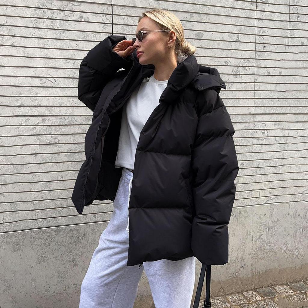 Autumn Winter Thicken Warm Parka Women Casual Solid Color Pocket Loose Short Hooded Coat Jackets Outwear
