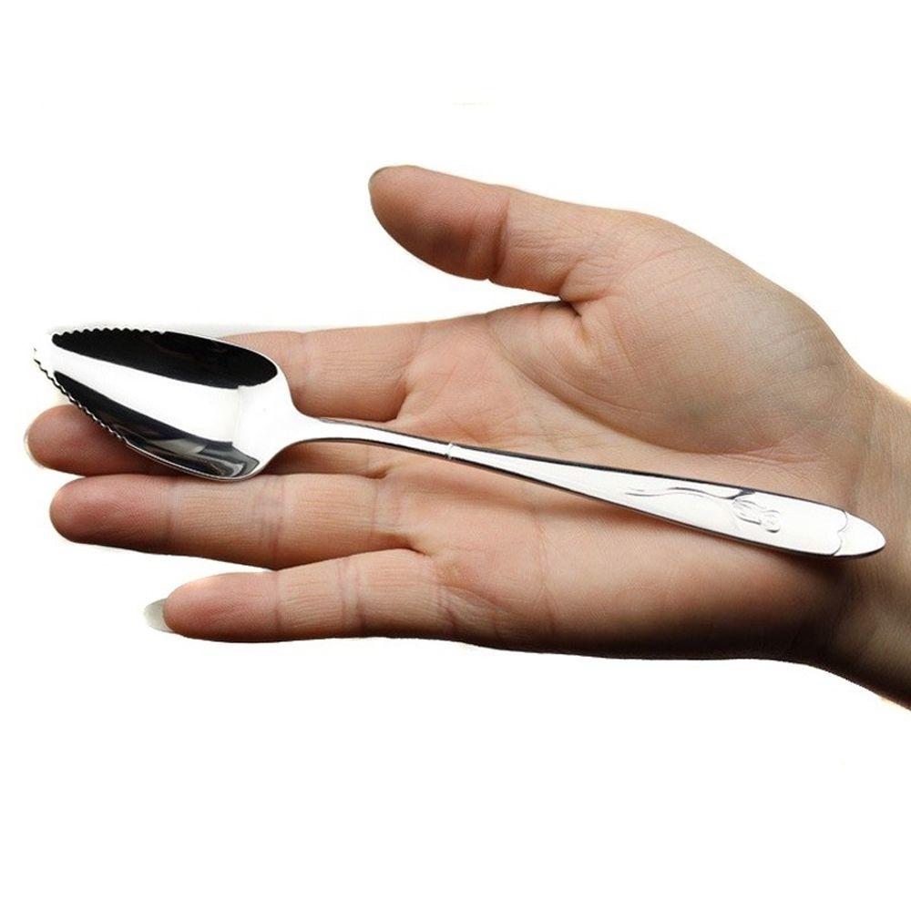 Uus 1 tk roostevabast terasest puuviljalusikas pika varrega saehambuline kraaplusikas puuviljade ja köögiviljade tööriistad beebile K