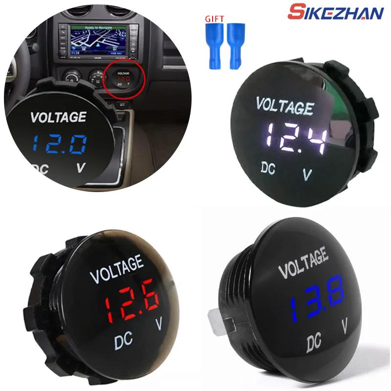 Mini Round Waterproof Motorboat Motorcycle DC5V-48V LED Panel Digital Voltmeter Tester Monitor Display Voltmeter