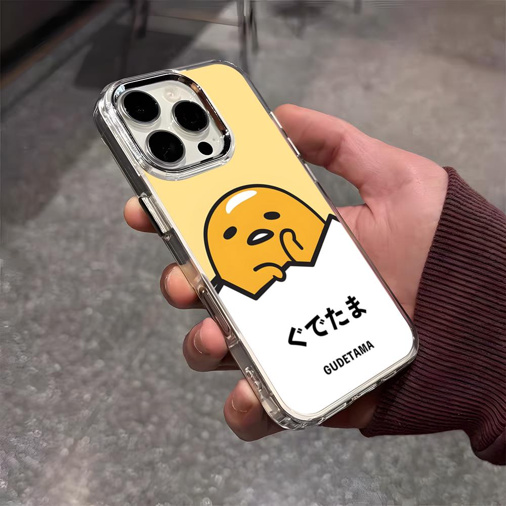 G-Gudetama Egg Cute Phone Case For IPhone 17 Air 16 E 15 14 13 12 11 Plus Pro Max Electroplated Transparent Soft Shell