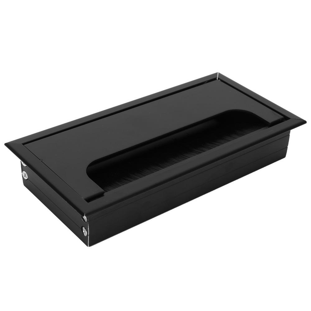 

new Aluminum Alloy Wire Hole Cover Rectangular Black Color Cable Hole Cover Dustproof Desk Cord Hole Cover Computer Desk чорний