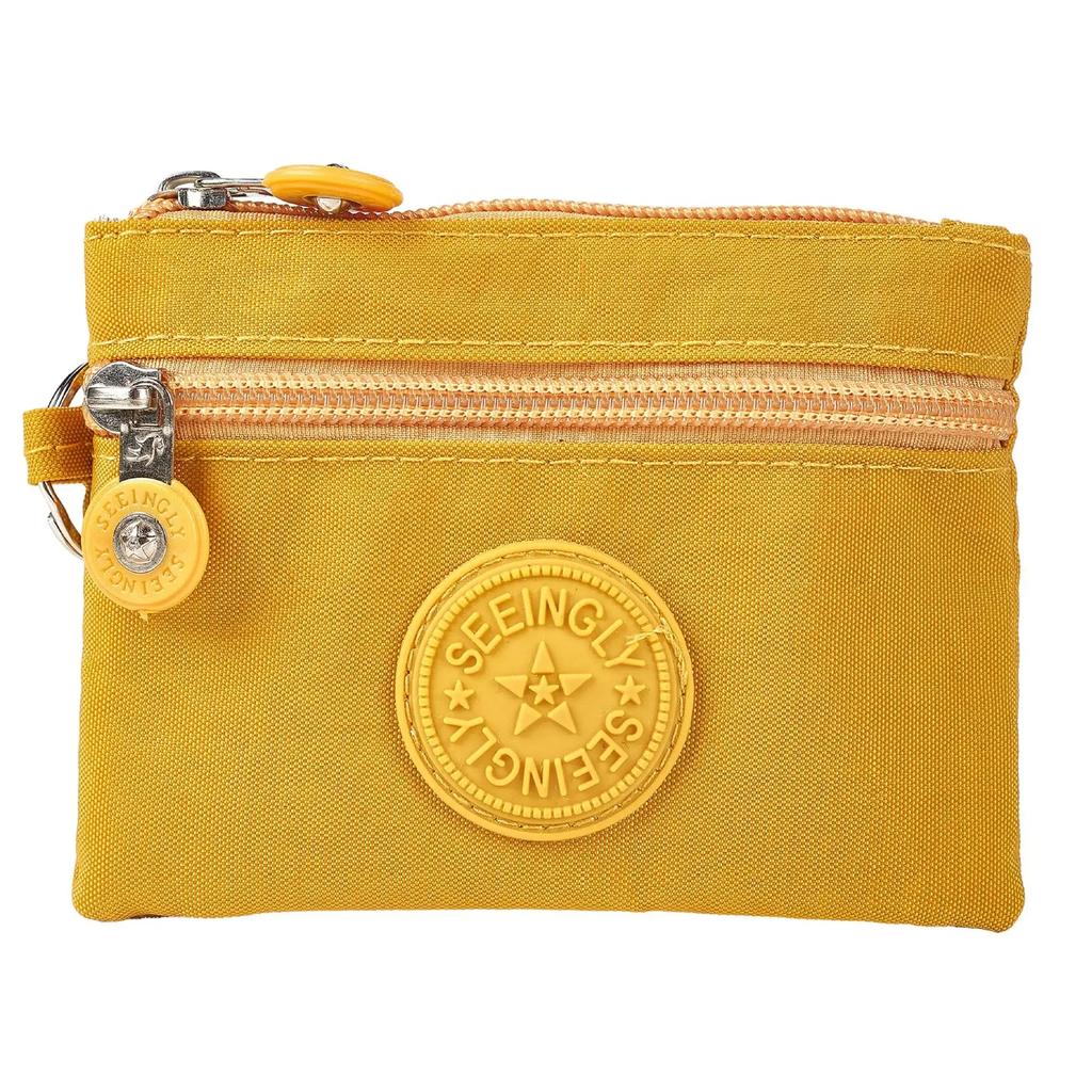 Nylon Solid Color Long Short Bank ID Credit Card Wallet Coin Keys Bags Purse Earphone Storage Bag Purse Pouch Double Zipper