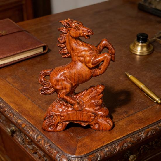 Yousheng Holzschnitzerei Pferdefigur Simulation Pferd Harzstatue Sammlerstück Tierskulptur Ornament Fengshui Dekoration Geschenk für Pferdeliebhaber