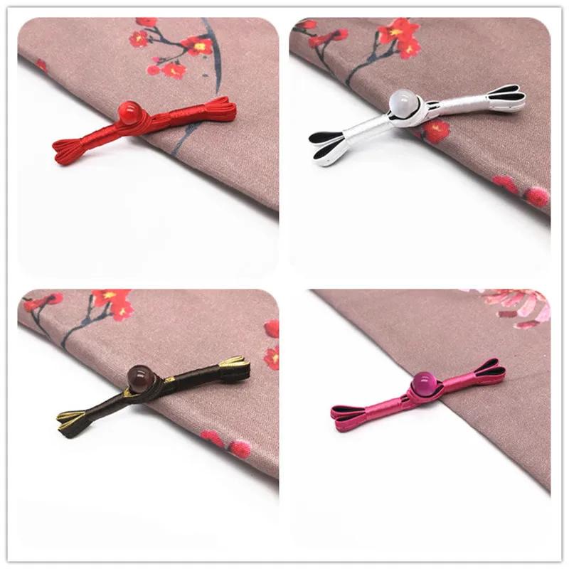 Imitation Jade Beads Cloth Button, Chinese Frog Closure Buttons, Knot Fastener, Decorative Cheongsam, 5 Pairs