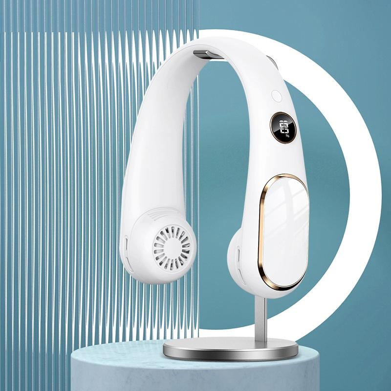 New Hanging Neck Fan USB Charging Portable Small Fan Student Office Sports Digital Display Hanging Neck Fan Portable Summer cool