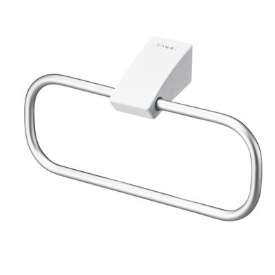 SANEI Handtuch Gesamtlänge Befestigungsschraubring, Quadratisch, Horizontal, Aluminium, 200mm, Enthalten, Weiß, W5701-W