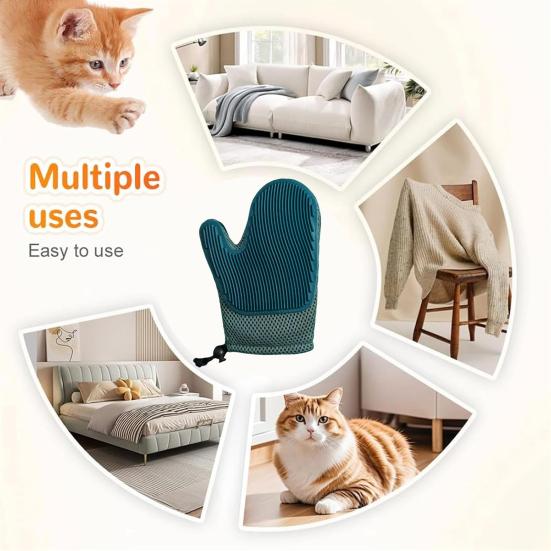 Pet Hair Remover Glove Double-Sided Reusable Hair Removal for Clothing Furniture Carpets Silicone Cat Dog Grooming Mitt for Bathing Massage Shedding