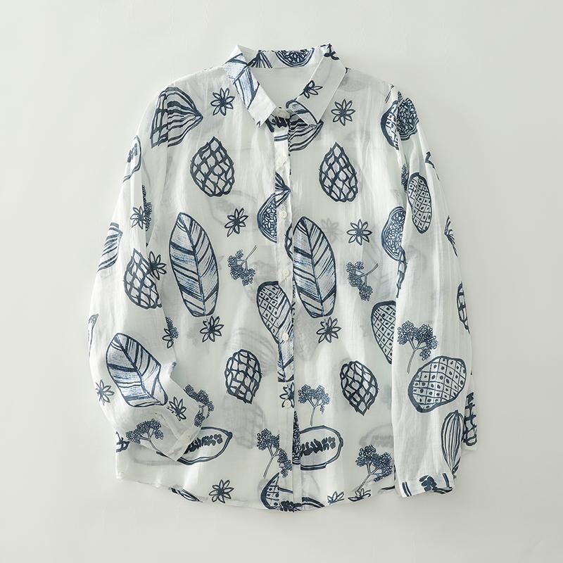 DIMANAF 2025 New Plus Size Women Tops Shirts Tees Solid Casual Loose Long Sleeve Blouse Autumn Print Cotton