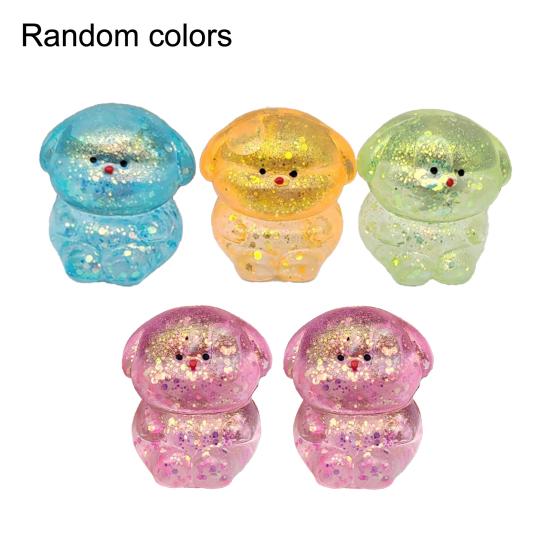 Yousheng 5Pcs Glitter Animal Stress Sugar Ball Anxiety Relief Clear Frog Dog Cartoon Shit Squeeze Sensory Toy Decompression Fidget