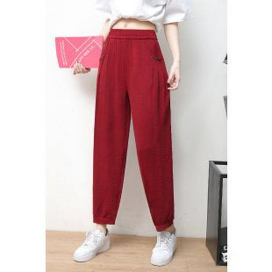 

Summer Lightweight High-Waisted Slimming Harem Pants for Middle-Aged & Elderly Women - Loose, Plus Size, 9/10 Length, Casual Lantern Style 2026. 6XL (150-165 lbs) красный