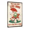 Vintage Metal Tin Sign - "This Place Feels Like Home" Wall Art, Rustic Mushroom & Frog Design, Ideal for Home, Club, Sign Decor