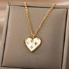 Zircon Four Pointed Star Necklace For Women Men Gold Color Heart Pendant Necklace Romantic Jewelry Collier Bijoux Femme