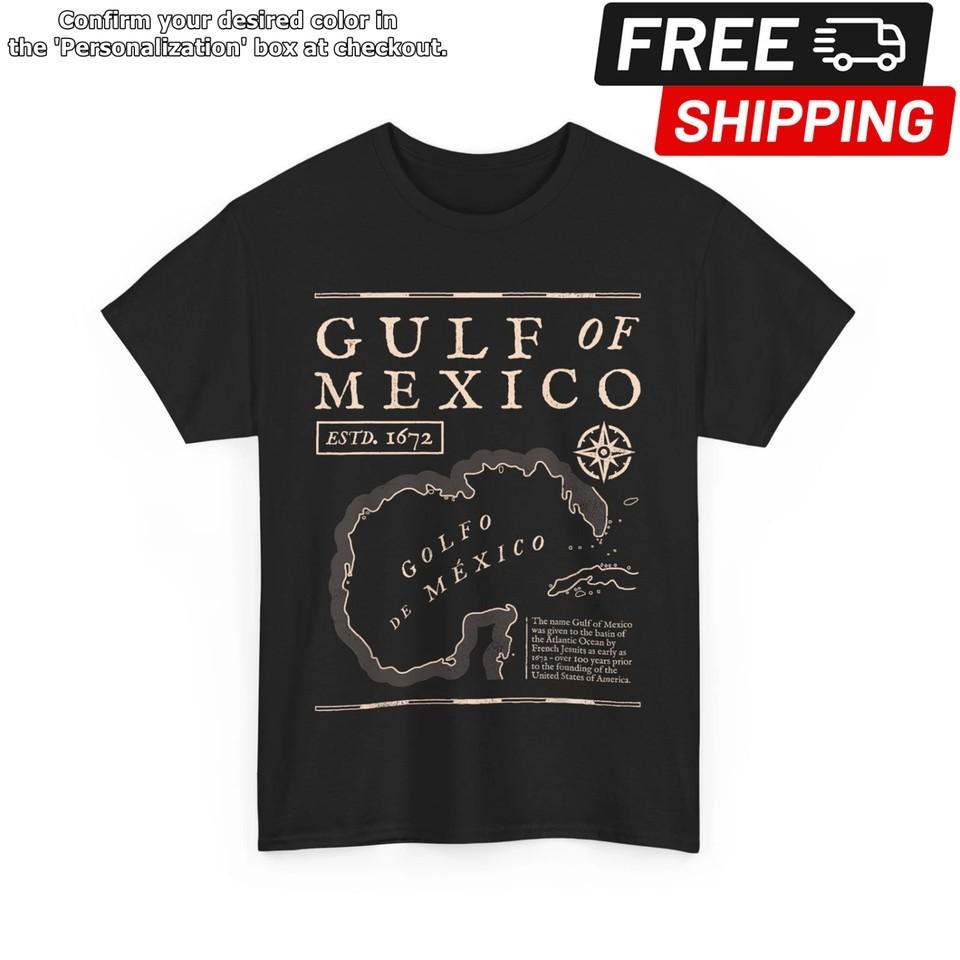 Gulf of Mexico 1672 Historic Map Shirt Mexican Gulf Women Men Tshirt Unisex T-Shirt XXXL