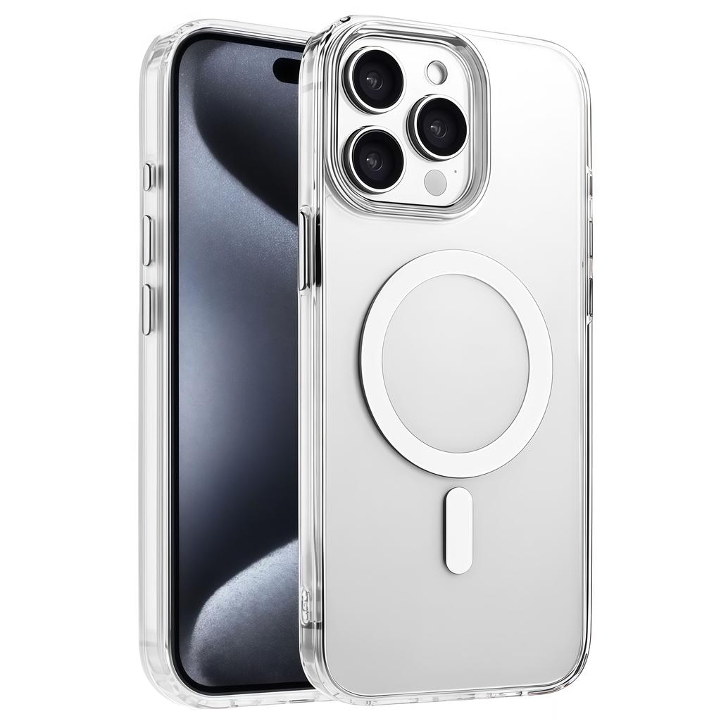 For iPhone 15 Pro Max Case Compatible with MagSafe Clear PC+TPU Sealed Magnetic Phone Cover