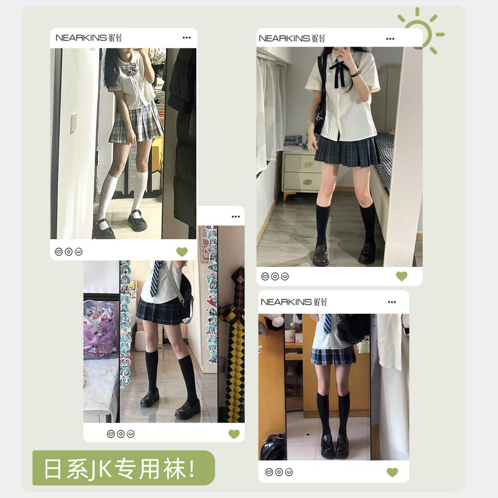 Reine Baumwoll-Damensocken für Frühling und Herbst, schlankmachende Kompressions-Wadensocken im japanischen JK-Stil, vielseitige Over-the-Knee-Socken von Zhuzji Socks